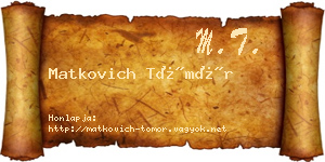 Matkovich Tömör névjegykártya